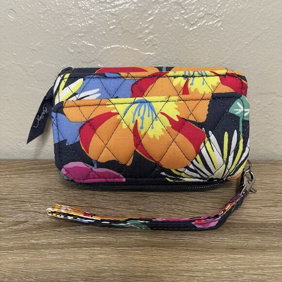 Vera Bradley Double Zip Wristlet Jazzy Blooms Wallet Clutch Flowers Quilted - Picture 2 of 6